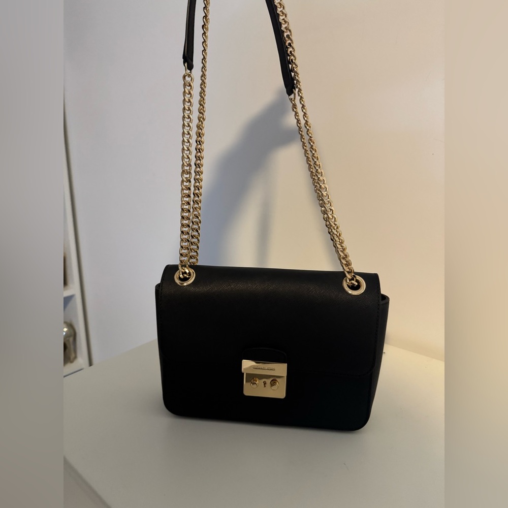 Michael Kors Black Crossbody Bag with Gold Chain